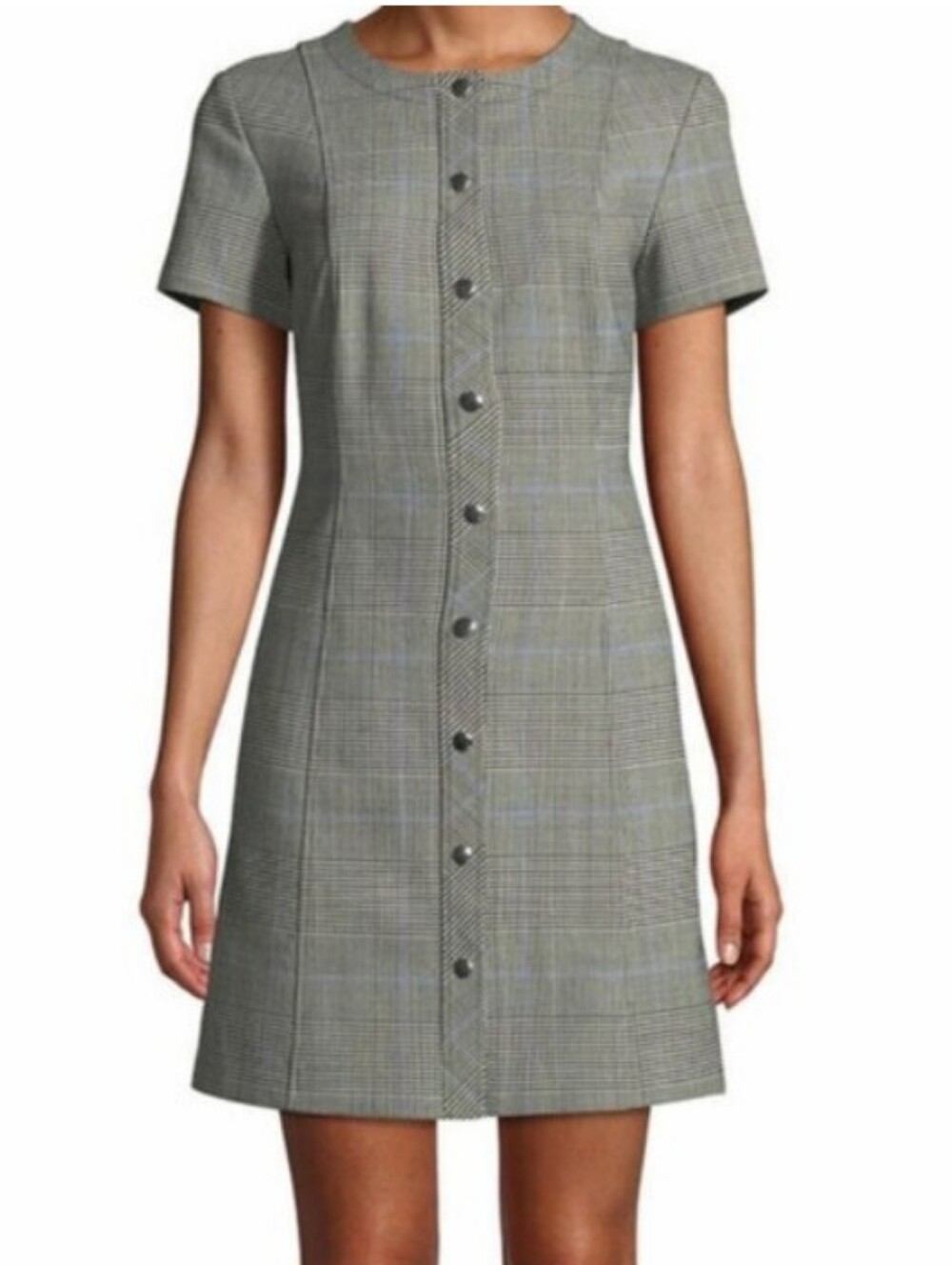 Theory Easy Snap Plaid Wool Dress